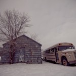 Shed and school bus